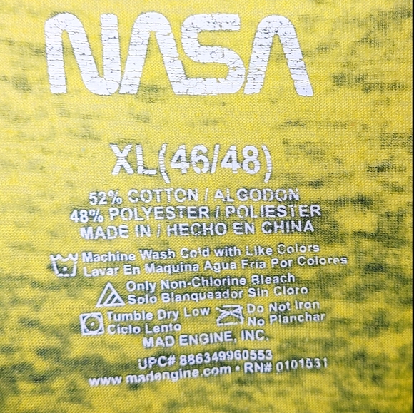 NASA Yellow Burnout Print T-Shirt XL - Picture 7 of 7